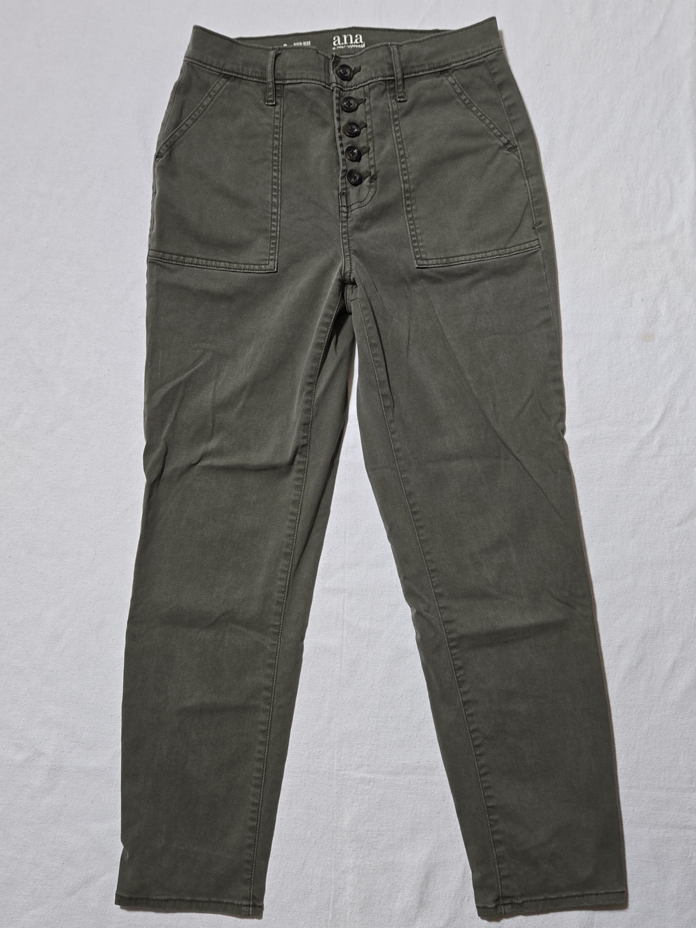 a.n.a Olive Green Button-Fly Utility Pants